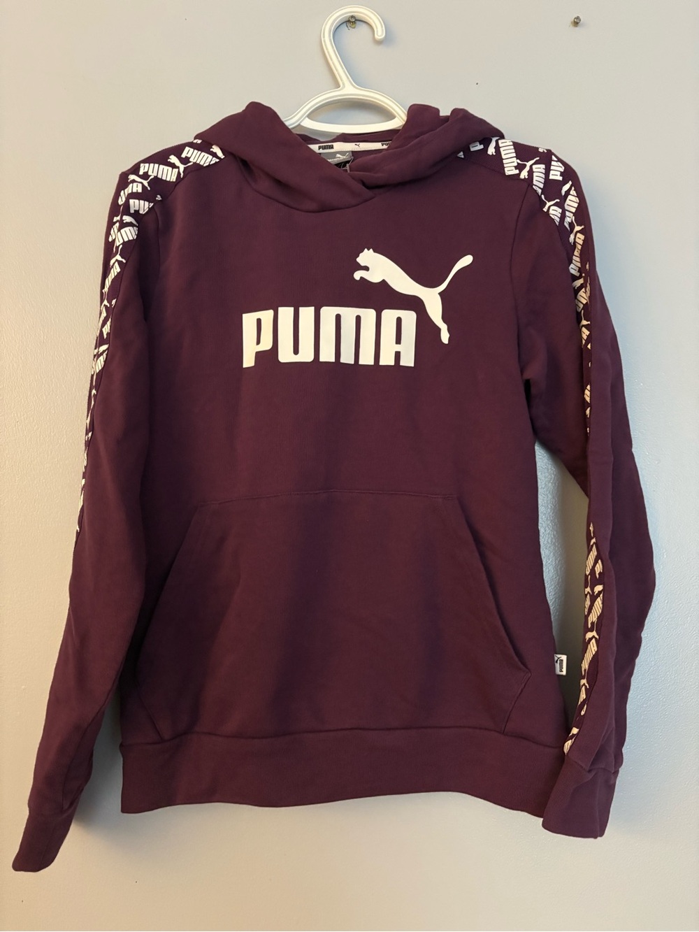 Puma Women's Burgundy Hoodie with White Logo